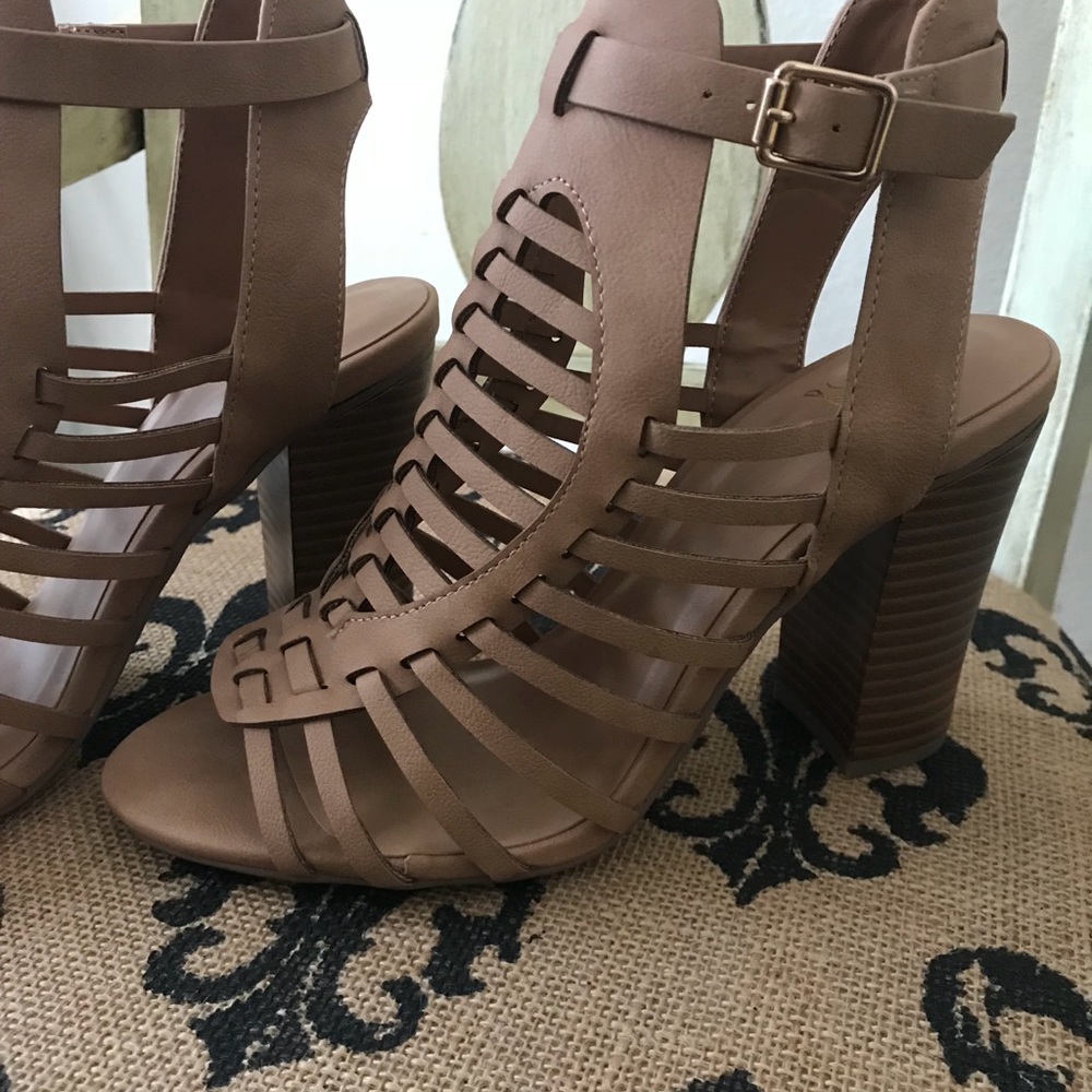 Tan sandals heels